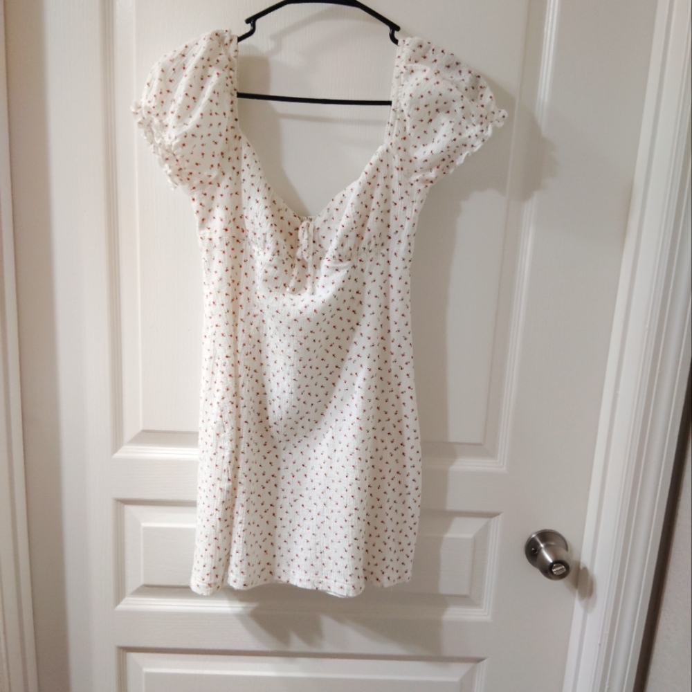 La Hearts White Mini Dress with Floral Print